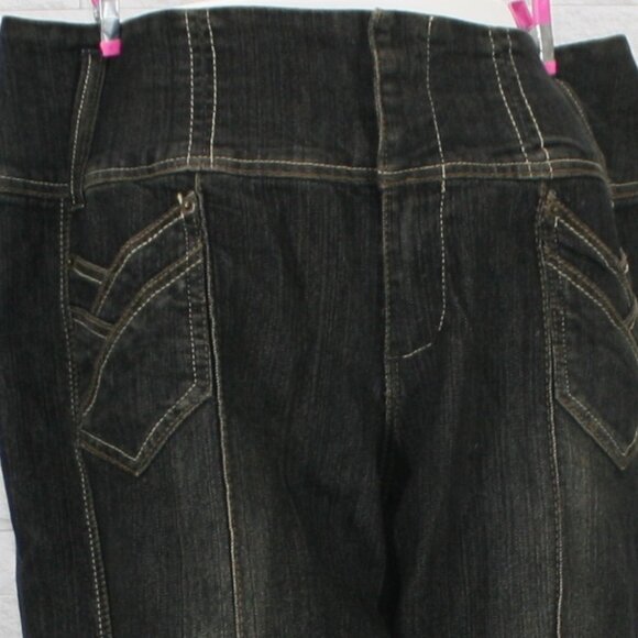 ASHLEY STEWART Jeans Denim Wide Leg Mid Rise Statement Waist Pockets Black 16W - Picture 6 of 14